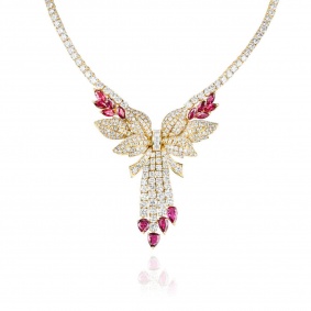 Yellow Gold Ruby & Diamond Necklace